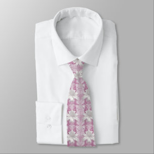 3d white pink purple lilies neck tie