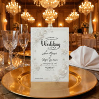 3D White Rose Floral Border Wedding Invitation