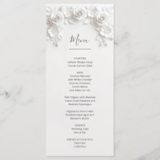 3D White Sculptured Roses Menu