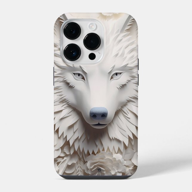 3D White Wolf Face Iphone Case (Back)
