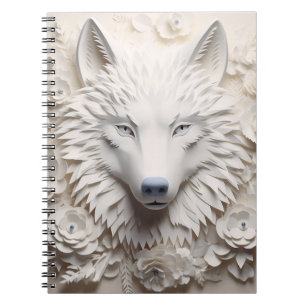 3D White Wolf Face  Notebook