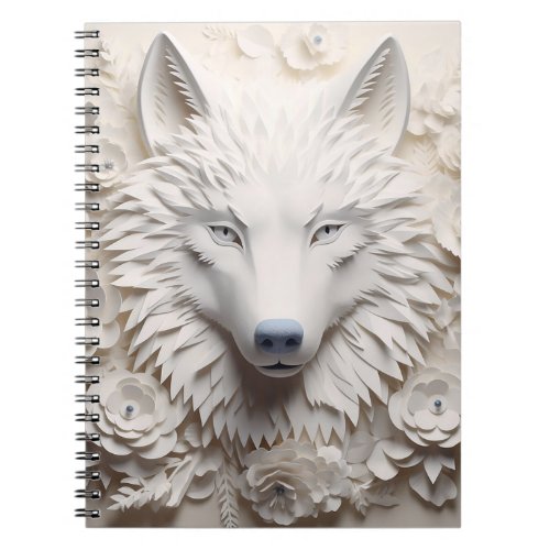 3D White Wolf Face  Notebook