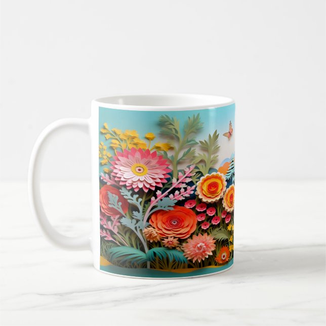3D Wild Flowers design Coffee Mug (Left)