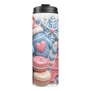 3D Winter France Eiffel Tower Macarons Puffy Thermal Tumbler