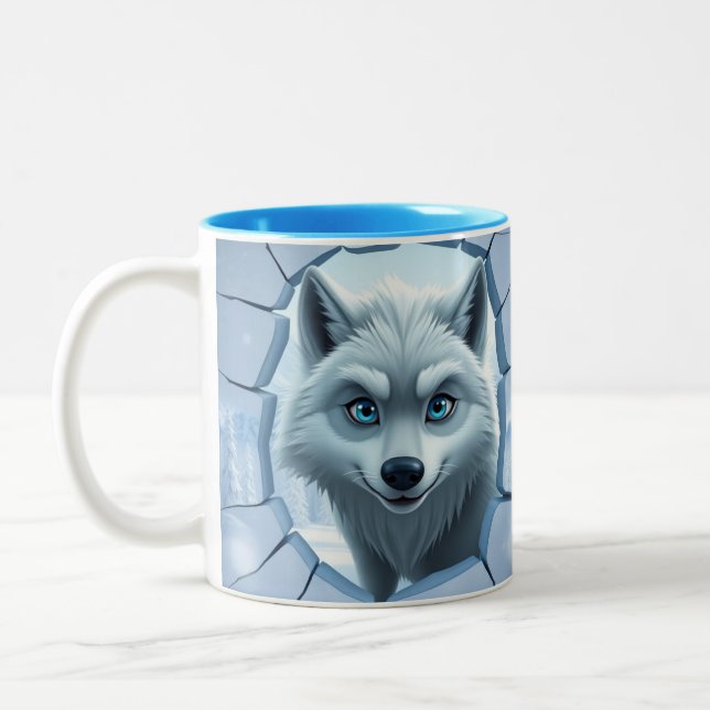 3d wolf Hole In A Wall Mug Wrap design (Left)