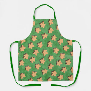 3D Wood Meeple Game Piece on Green Apron
