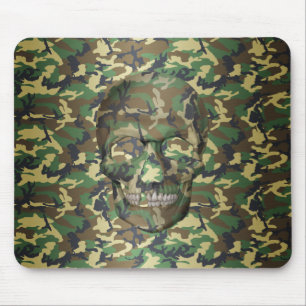 3D Woodland Camo Skull Mouse Pad