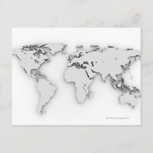 3D World map, computer generated image Postcard