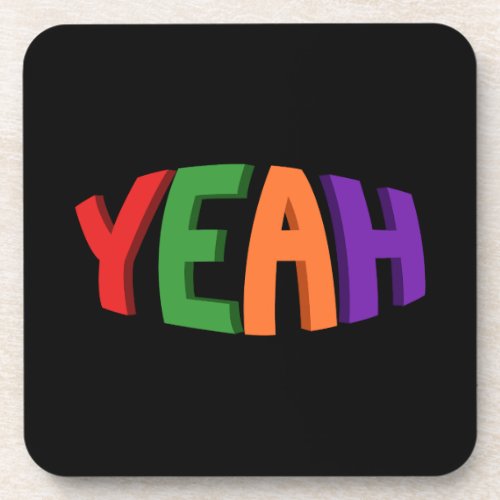 3D YEAH Multicolored Typographic Design Beverage Coaster