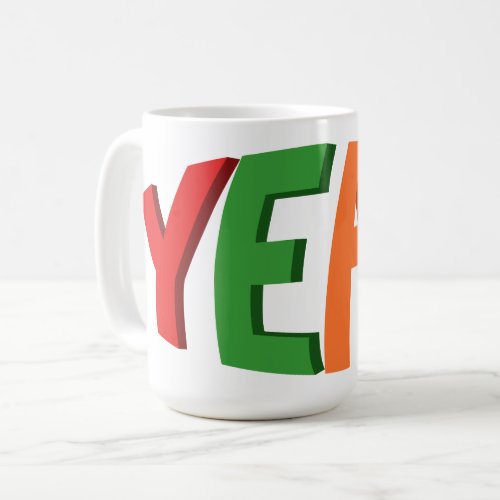 3D YEAH Multicolored Typographic Design Coffee Mug