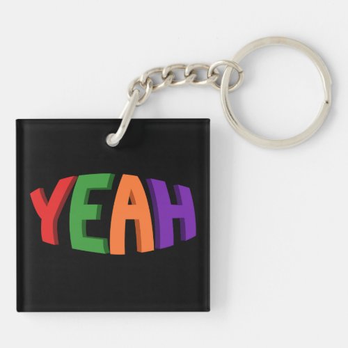 3D YEAH Multicolored Typographic Design Keychain