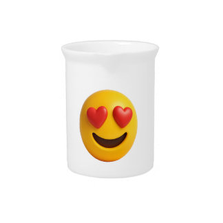 3d yellow smiling emoji face with heart shaped eye beverage pitcher