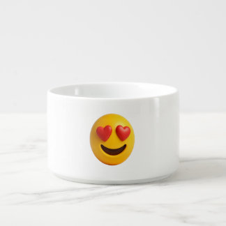 3d yellow smiling emoji face with heart shaped eye bowl