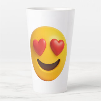3d yellow smiling emoji face with heart shaped eye latte mug