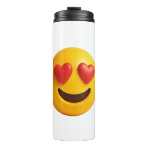 3d yellow smiling emoji face with heart shaped eye thermal tumbler
