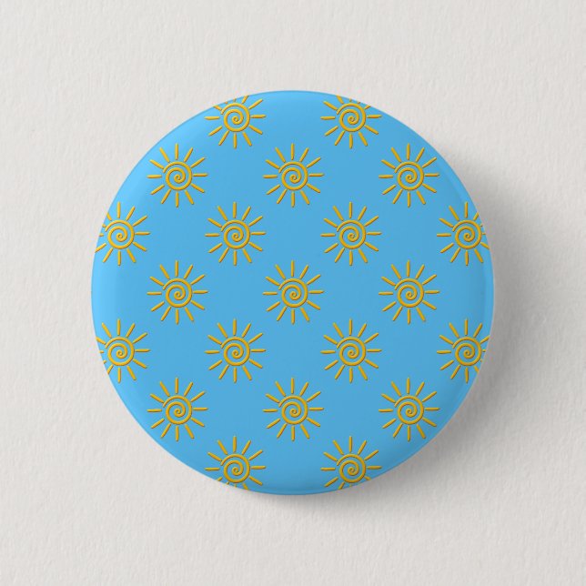 3D Yellow Sun Drawing Pattern Button (Front)