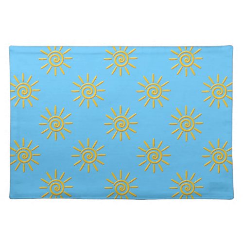 3D Yellow Sun Drawing Pattern Cloth Placemat