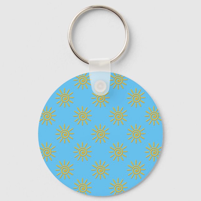 3D Yellow Sun Drawing Pattern Keychain (Front)