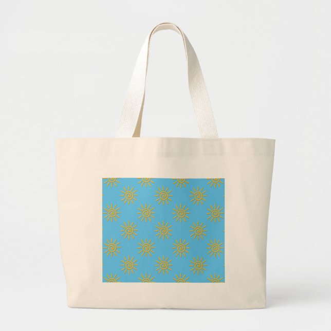 3D Yellow Sun Drawing Pattern Large Tote Bag (Front)