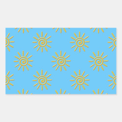 3D Yellow Sun Drawing Pattern Rectangular Sticker