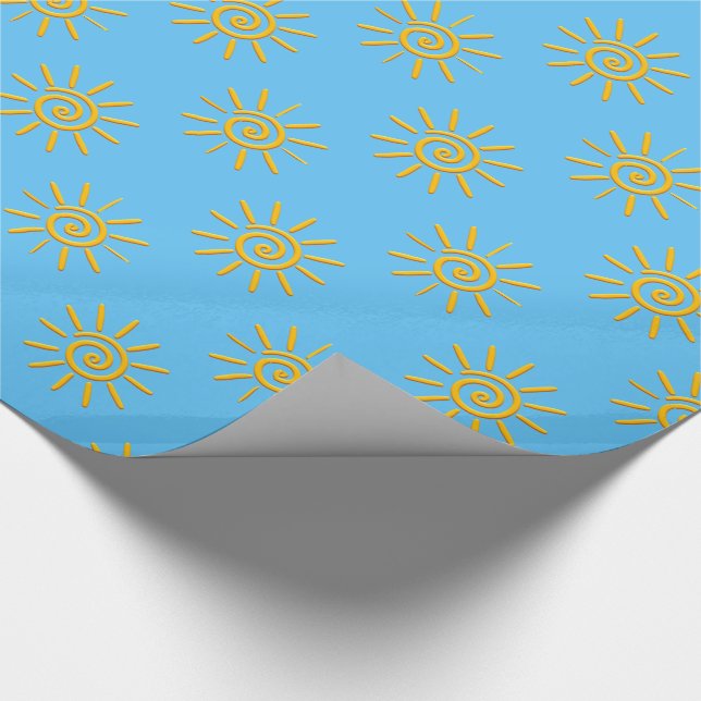 3D Yellow Sun Drawing Pattern Wrapping Paper (Corner)