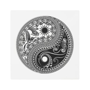 3D Yin & Yang (White transparent)Metal Art