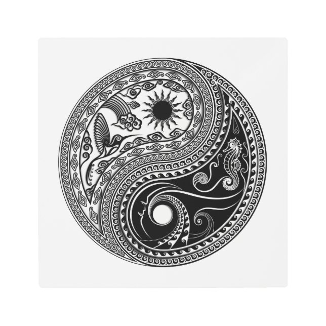 3D Yin & Yang (White transparent)Metal Art (Front)