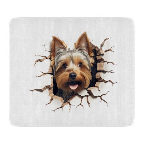 3D Yorkshire Terrier Cracked Hole Cutting Board