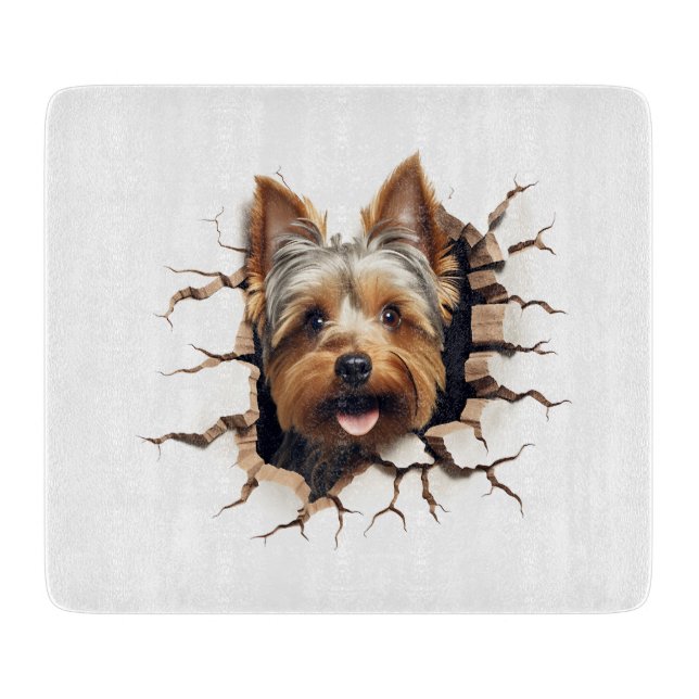 3D Yorkshire Terrier Cracked Hole Cutting Board (Front)