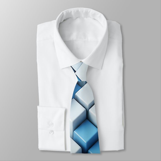 🔳3Dimensional Optical Illusion Blocks Neck Tie (Tied)