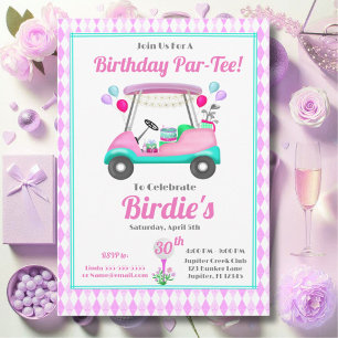 3Elegant Women's Golf Party Cart 30th Birthday Invitation