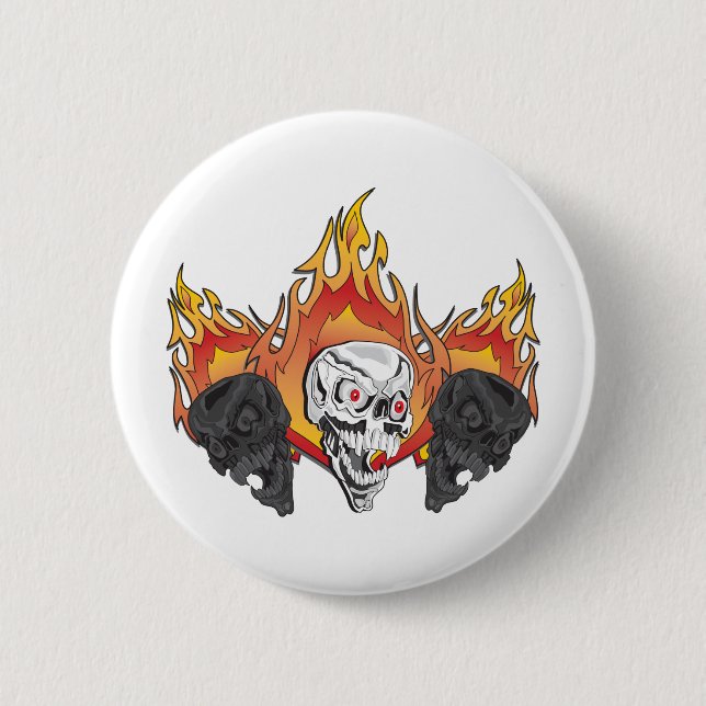 3flaming skulls copy button (Front)
