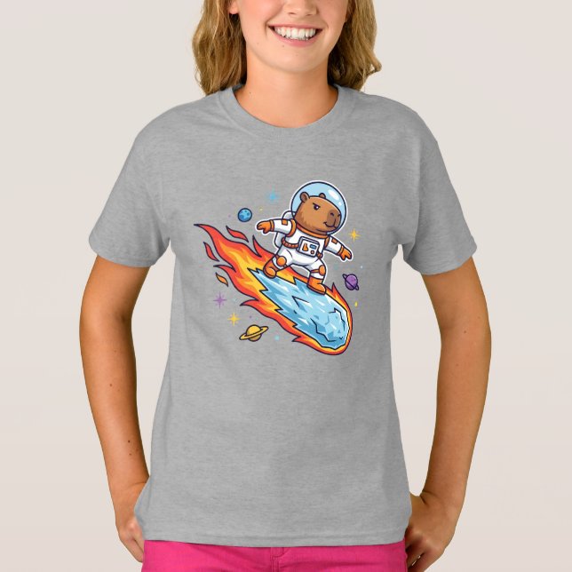 3I/Atlas Capybara Astronaut Riding The Comet C/202 T-Shirt (Front)
