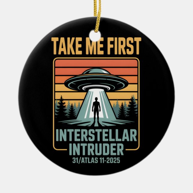 3I Atlas Glitch Style Sci Fi Retro Space Funny  Ceramic Ornament (Front)