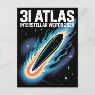 3I Atlas Glitch Style Sci Fi Retro Space Funny Holiday Postcard