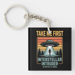 3I Atlas Glitch Style Sci Fi Retro Space Funny Keychain