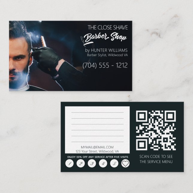 3in1 Barber Shop QRCode Business Card (Front/Back)