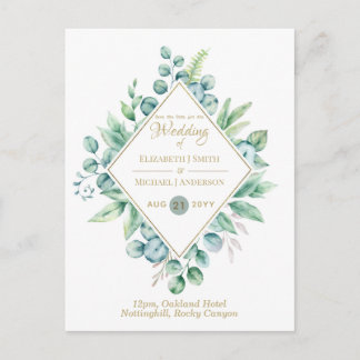 3in1 - Eucalyptus Save Date, Wedding Invite RSVP