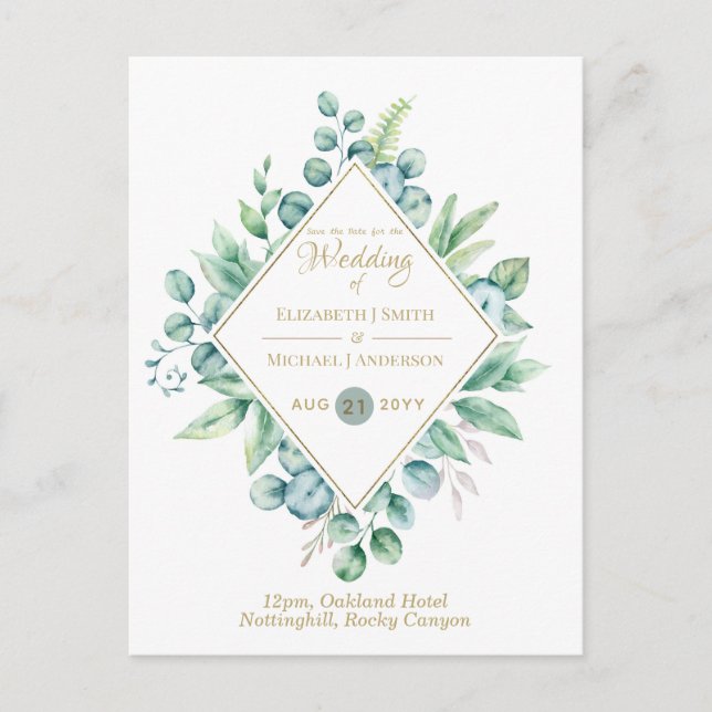 3in1 - Eucalyptus Save Date, Wedding Invite RSVP (Front)