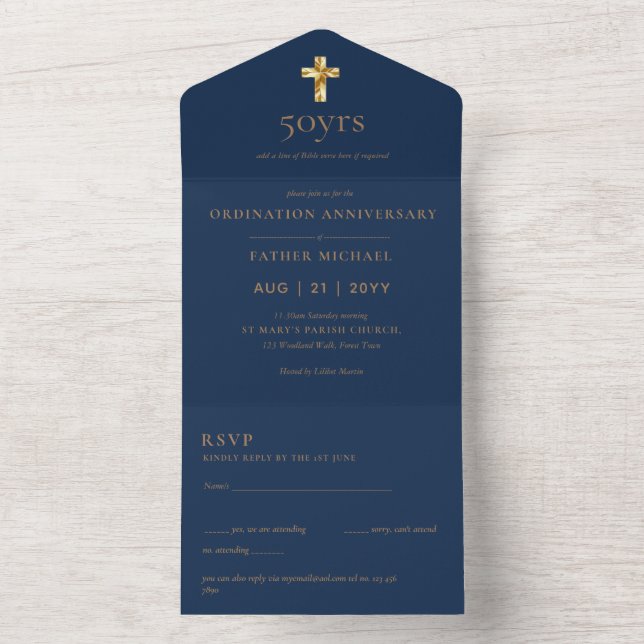 3in1 Ordination Anniversary INVITE and RSVP Priest (Inside)
