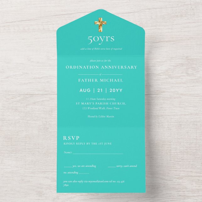3in1 Ordination Anniversary INVITE and RSVP Priest (Inside)