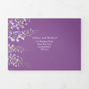 3in1 Wisteria Floral Violet Wedding Invite RSVP