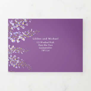 3in1 Wisteria Floral Violet Wedding Invite RSVP
