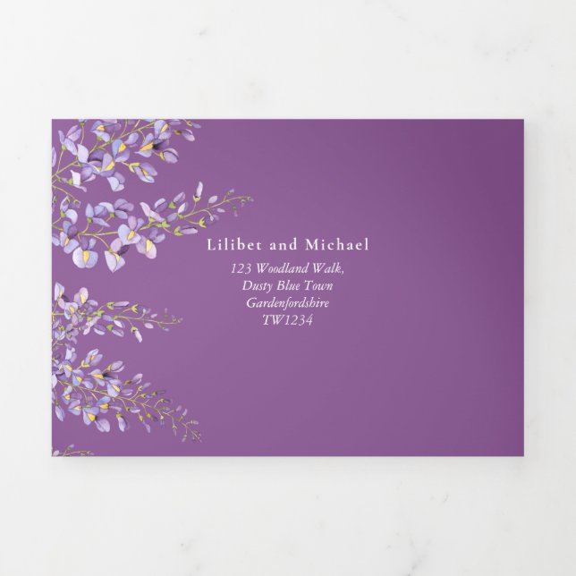 3in1 Wisteria Floral Violet Wedding Invite RSVP (Cover)