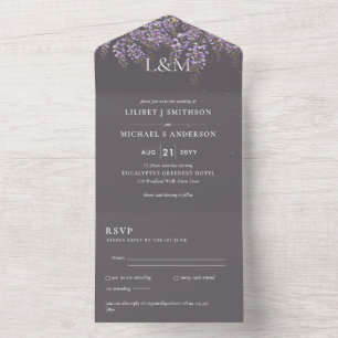 3in1 Wisteria Floral Wedding Invite RSVP