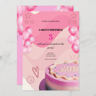 3nd Birthday Invitation – Cute & Customizable Part