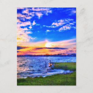 3NEW LAKE SUNSET POSTCARD