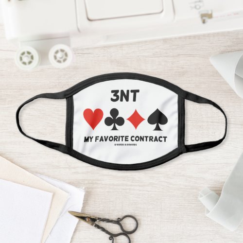3NT My Favorite Contract Four Card Suits Bridge Face Mask