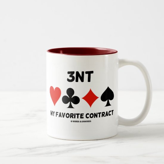 3NT My Favorite Contract (Four Card Suits Bridge) Two-Tone Coffee Mug