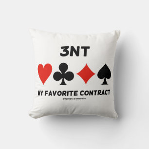 3NT My Favorite Contract (Four Card Suits) Throw Pillow